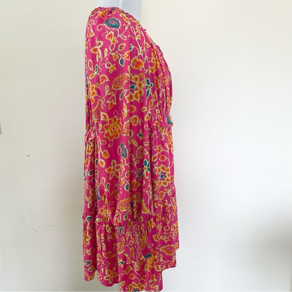 HOUSE OF HARLOW 1960 Dress Pink Floral Mini Balloon Sleeves Small Boho Chic - Picture 7 of 14